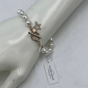 Park Lane "MCKENNA" Gold Tone Bracelet w/ Pearls &‎ Crystal Star Charm New